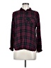 ID:23 100% Rayon Plaid Burgundy Long Sleeve Blouse Size M - photo 1