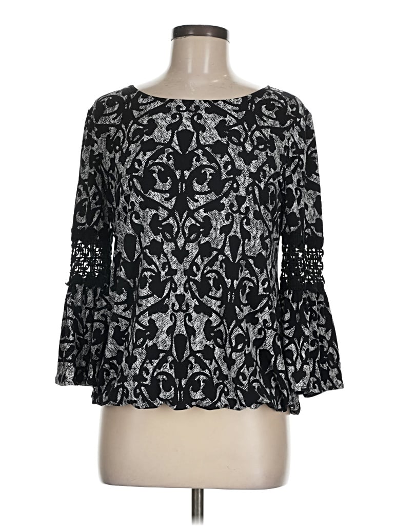 Pre-owned Alfani 3/4 Sleeve Blouse In Black