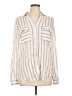 Mine 100% Rayon Stripes Ivory Long Sleeve Blouse Size L - photo 1