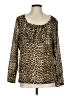 Emma James Animal Print Brown Long Sleeve Blouse Size L (estimated) - photo 1