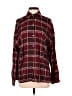Max Studio Plaid Burgundy Long Sleeve Button-Down Shirt Size S - photo 1