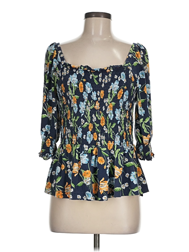 Pre-owned Draper James 3/4 Sleeve Blouse In Blue