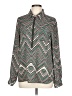 My Michelle 100% Polyester Chevron-herringbone Teal Long Sleeve Blouse Size L - photo 1