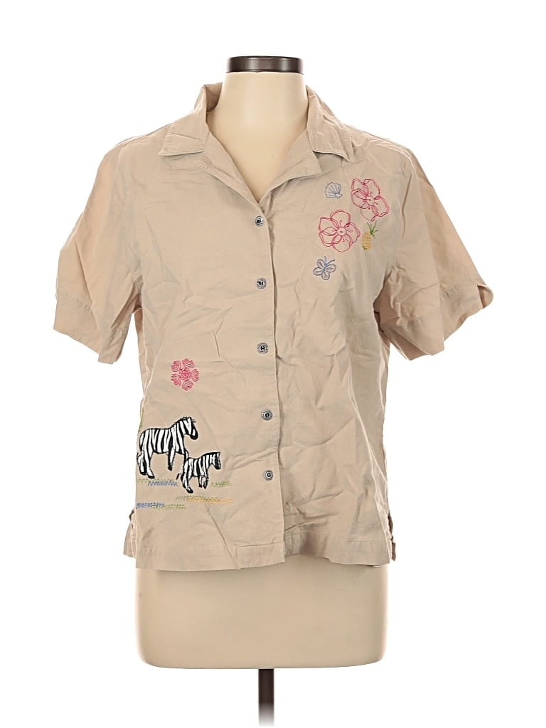 Pre-owned White Stag Short Sleeve Blouse In Brown