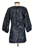 Liquid 100% Silk Blue 3/4 Sleeve Silk Top Size 4 - photo 2