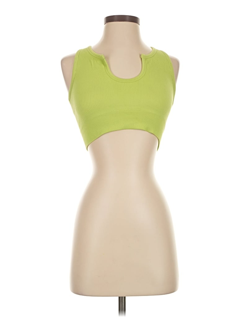 Pre-owned Oqq Tank Top Green Halter Neckline Tops