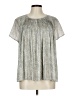 Left Coast by Dolan 100% Polyester Silver Short Sleeve Blouse Size L - photo 1