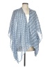 Ann Taylor LOFT 100% Polyester Chevron-herringbone Graphic Blue Kimono Size L (estimated) - photo 1