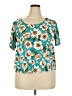 Assorted Brands Floral Teal Short Sleeve T-Shirt Size 2X - photo 1