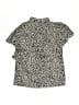 ASOS 100% Polyester Animal Print Ivory Black Short Sleeve Blouse Size 4 - photo 2