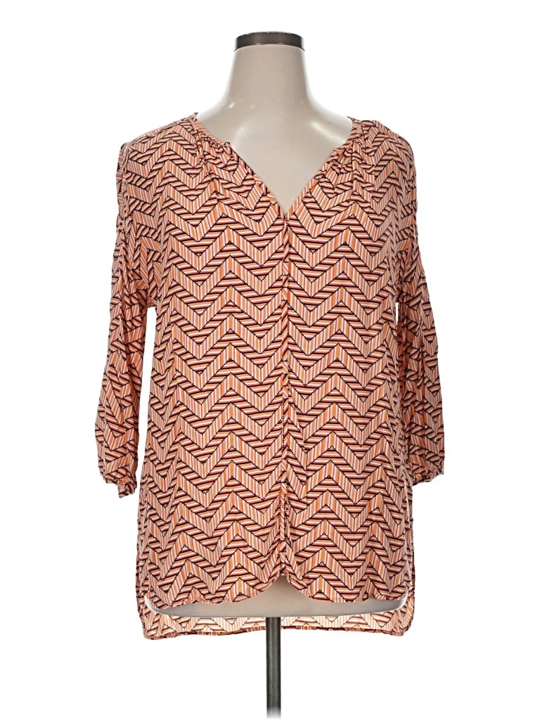Pre-owned Stylus 3/4 Sleeve Blouse In Orange