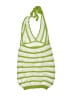 Shein 100% Polyester Stripes Green Swimsuit Top Size 6 - photo 2