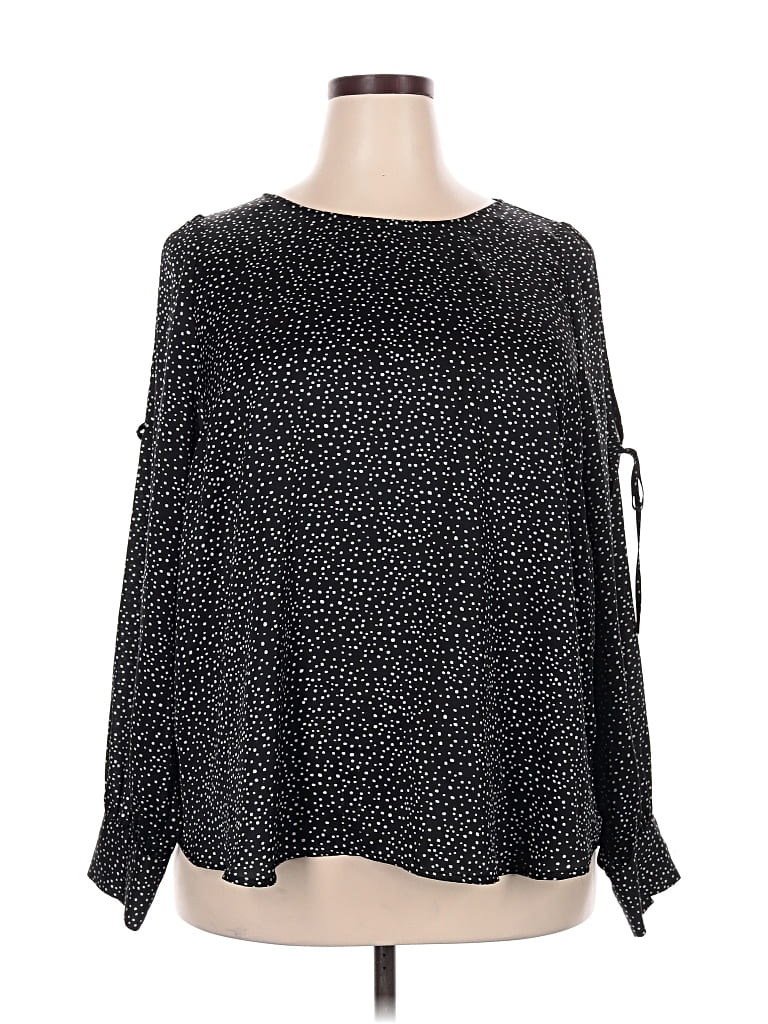 Pre-owned Lane Bryant Long Sleeve Blouse In Black