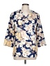 Unbranded Floral Blue 3/4 Sleeve Blouse Size L - photo 1