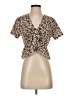 Shein 100% Polyester Brown Short Sleeve Blouse Size S - photo 1