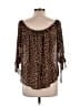 Jeans By Buffalo 100% Polyester Brown 3/4 Sleeve Blouse Size L - photo 2