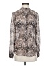 BCBGMAXAZRIA 100% Silk Animal Print Silver Long Sleeve Silk Top Size XS - photo 1