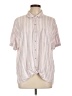 Splendid Stripes Silver Short Sleeve Blouse Size L - photo 1