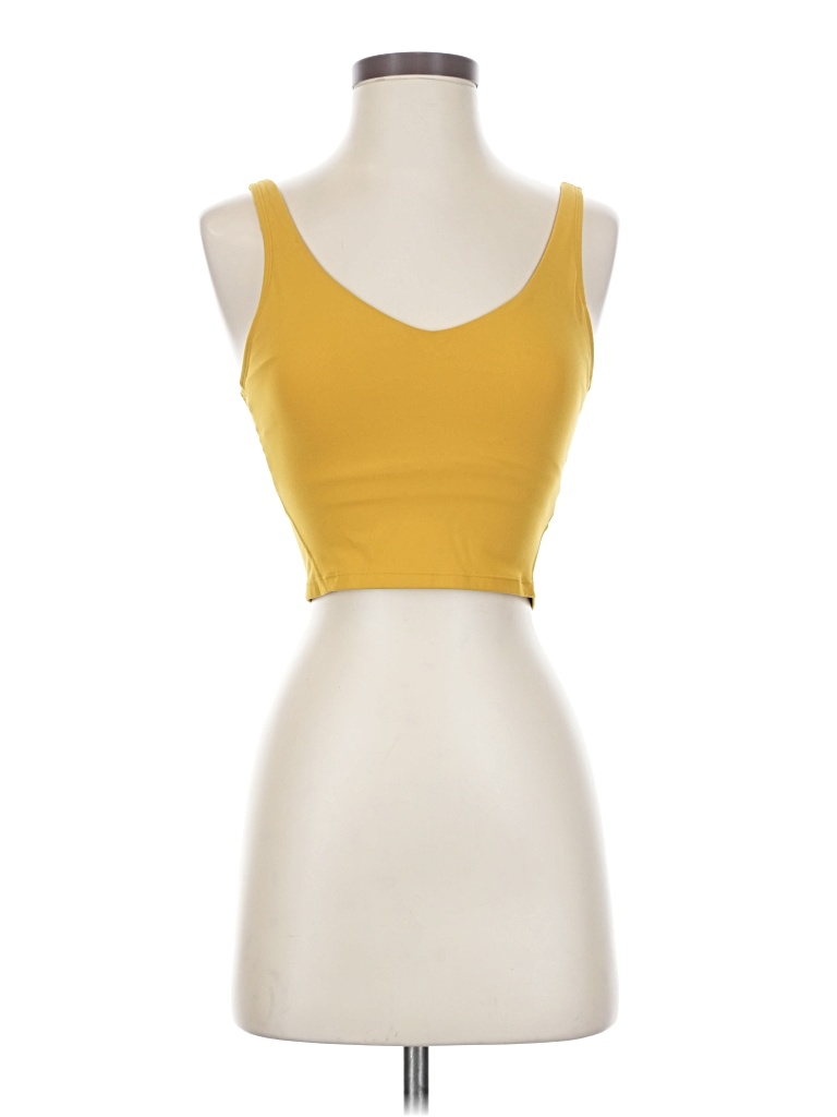 Pre-owned Icyzone Tank Top Yellow Strapless Neckline Tops