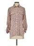 Ann Taylor LOFT 100% Polyester Polka Dots Tan Pink Long Sleeve Blouse Size S - photo 1
