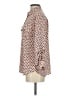 Ann Taylor LOFT 100% Polyester Polka Dots Tan Pink Long Sleeve Blouse Size S - photo 5