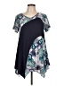 Larace Color Block Floral Tropical Blue Short Sleeve Top Size L - photo 1