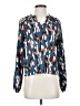 Unbranded 100% Polyester Print Blue Long Sleeve Blouse Size S - photo 1
