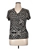 212 Collection 100% Polyester Black Short Sleeve Blouse Size XL - photo 1
