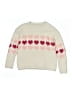 Cupcakes & Cashmere 100% Polyester Hearts Ivory Pullover Sweater Size 10 - 12 - photo 1