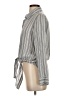 Elan 100% Rayon Stripes Gray Blue Long Sleeve Blouse Size S - photo 5