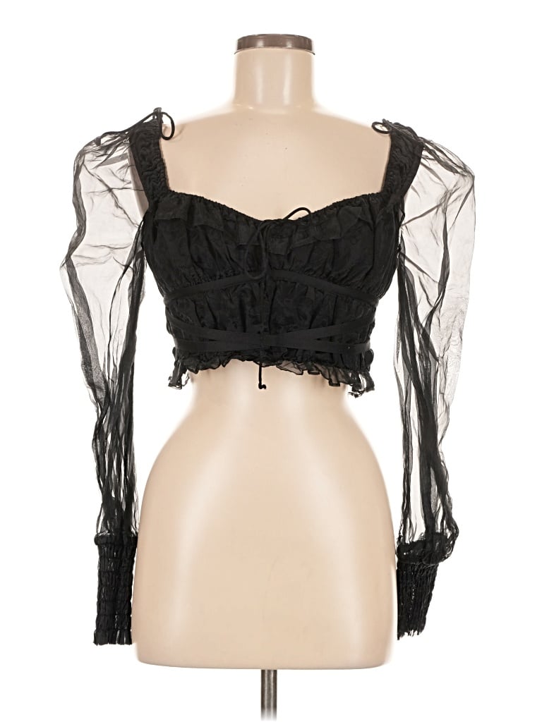 Pre-owned For Love & Lemons 3/4 Sleeve Blouse In Black
