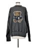 WELLDONE 100% Cotton Graphic Gray Denim Jacket Teddy Sweatshirt Size S - photo 1