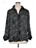 Fred David Animal Print Teal Black Long Sleeve Blouse Size 1X - photo 1