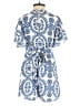 Shein 100% Polyester Paisley Blue Romper Size 2 - photo 2