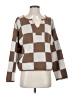 Blu Pepper 100% Polyester Checkered-gingham Brown Pullover Sweater Size S - photo 1
