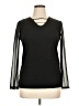 Ashley Blue Black Long Sleeve Blouse Size XL - photo 1