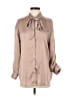 Express 100% Polyester Tan Long Sleeve Blouse Size XS - photo 1