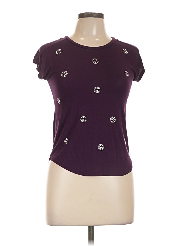 Pre-owned Ella Moss Short Sleeve T-shirt In Purple