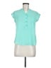 Mine 100% Polyester Teal Short Sleeve Blouse Size M - photo 1