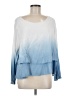 Tempo Paris 100% Viscose Blue Long Sleeve Top Size M - photo 1