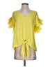 She + Sky 100% Polyester Yellow Short Sleeve Blouse Size S - photo 1