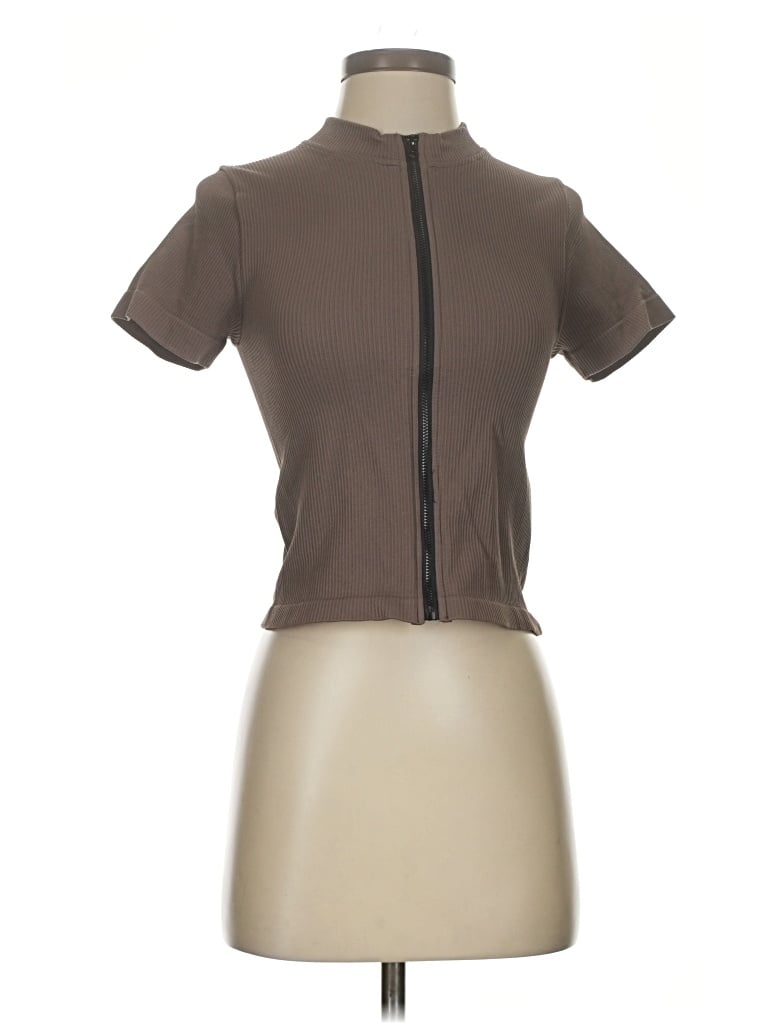 Pre-owned Oqq Short Sleeve Turtleneck In Brown