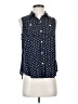 Chaps 100% Viscose Polka Dots Blue Sleeveless Button-Down Shirt Size S - photo 1