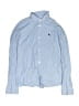 H&M 100% Cotton Chevron-herringbone Blue Long Sleeve Button-Down Shirt Size 10 - photo 1