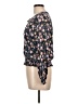 SO 100% Rayon Floral Black Long Sleeve Blouse Size L - photo 5