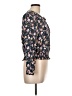 SO 100% Rayon Floral Black Long Sleeve Blouse Size L - photo 4