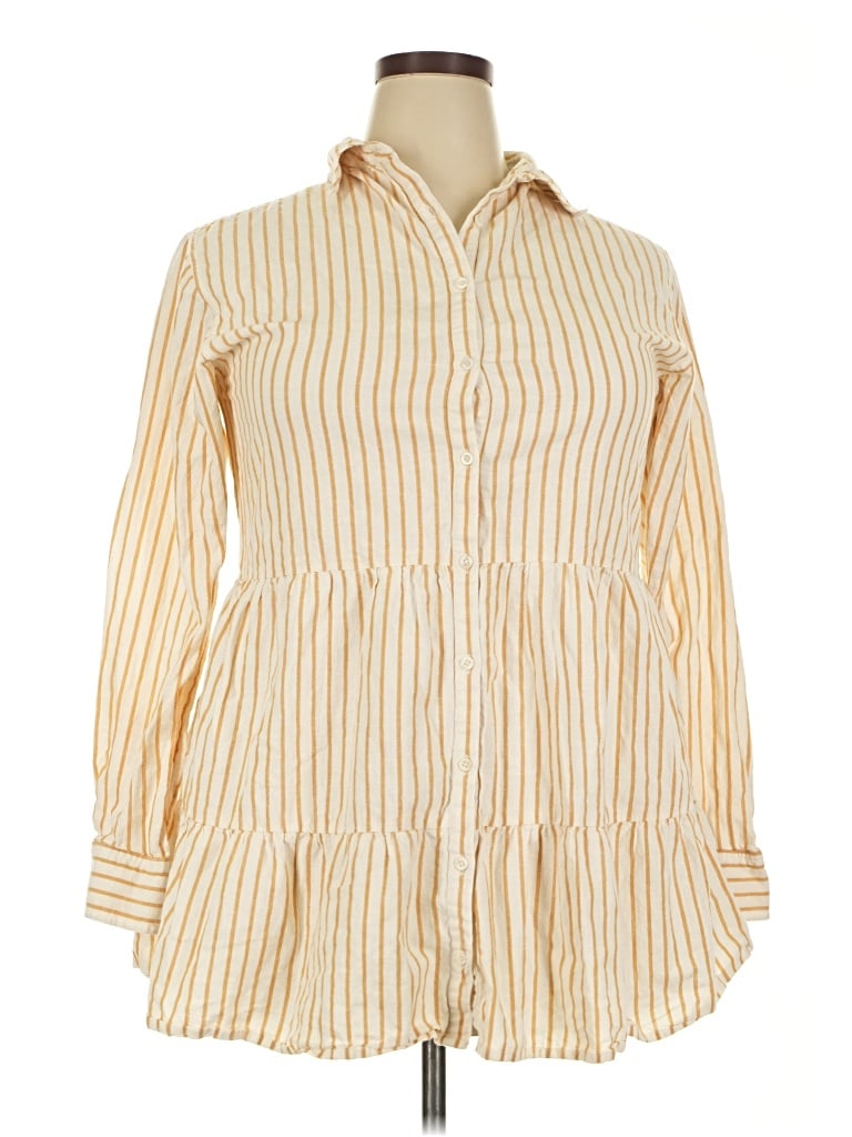 Pre-owned Apiece Apart 3/4 Sleeve Blouse In Tan
