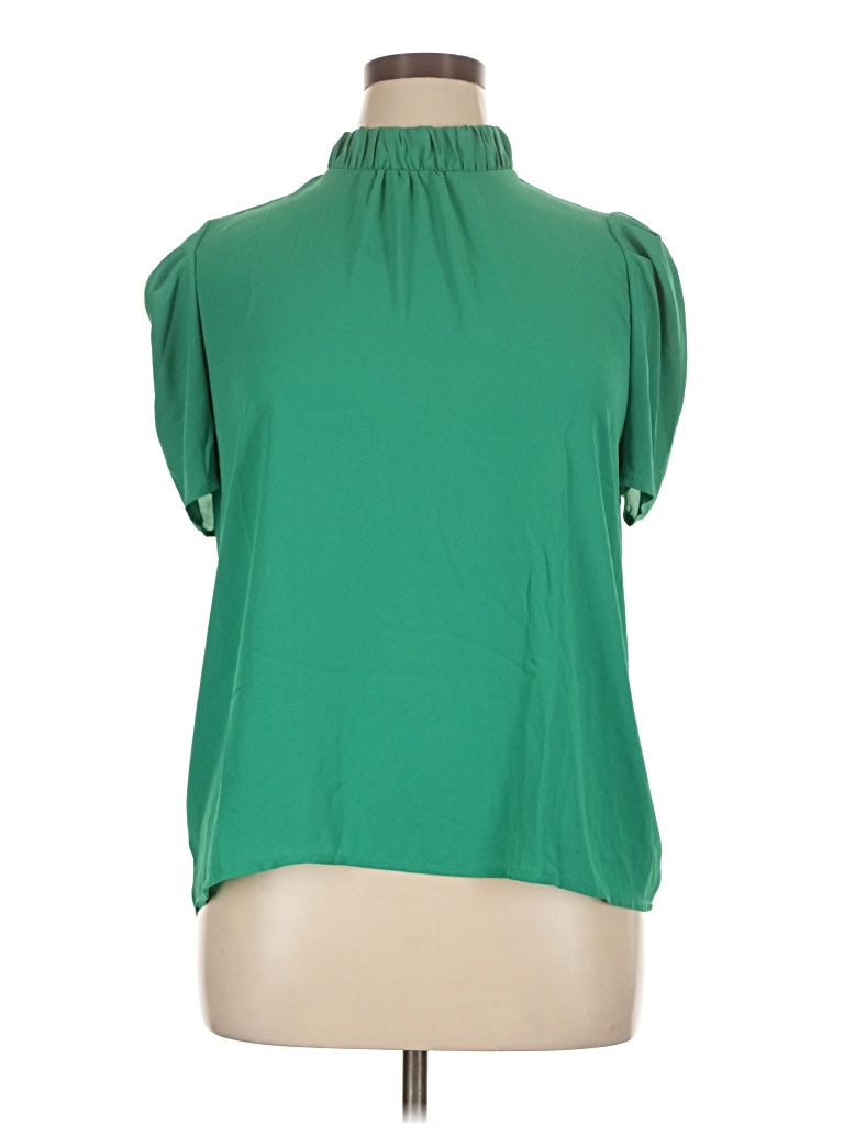 Pre-owned Ann Taylor Loft Short Sleeve Blouse In Green