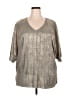 South Main Metallic Silver Tan Short Sleeve Blouse Size XXL - photo 1