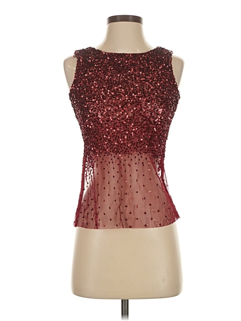 Pre-owned Whistles Sleeveless Blouse In Burgundy
